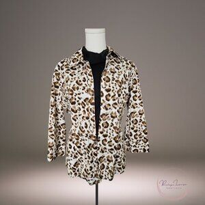 Kim Rogers Leopard Print Button-Front Jacket – Size L